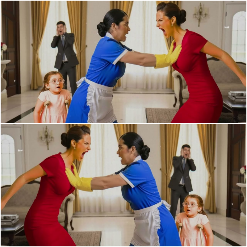 “Faxineira desafia amante cruel ao salvar filha do milionário… ele não acredita no choque!”