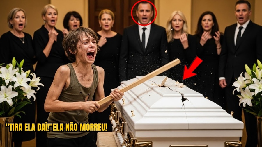 MENINO DE RUA QUEBRA CAIXÃO da filha do milionário “TIRA ELA DAÍ, ELA NÃO FALECEU!”, ele grita