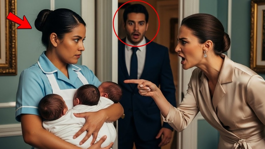 MILIONÁRIO SE ESCONDEU PRA TESTAR ESPOSA COM TRIGÊMEOS… ATITUDE DA EMPREGADA O CHOCOU