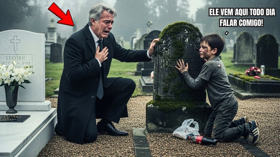 MILIONÁRIO ENCONTRA GAROTO NO CEMITÉRIO AO LADO DO TÚMULO DO FILHO—”Ele vem TODO DIA falar comigo”