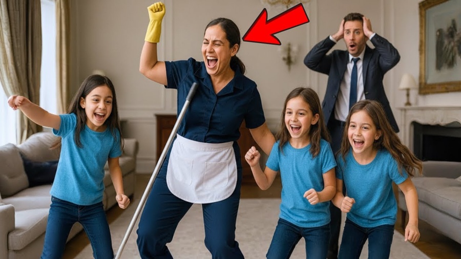 “Milionário despediu 10 amas em apenas um mês — mas a nova mudou TUDO com as suas 3 filhas!”