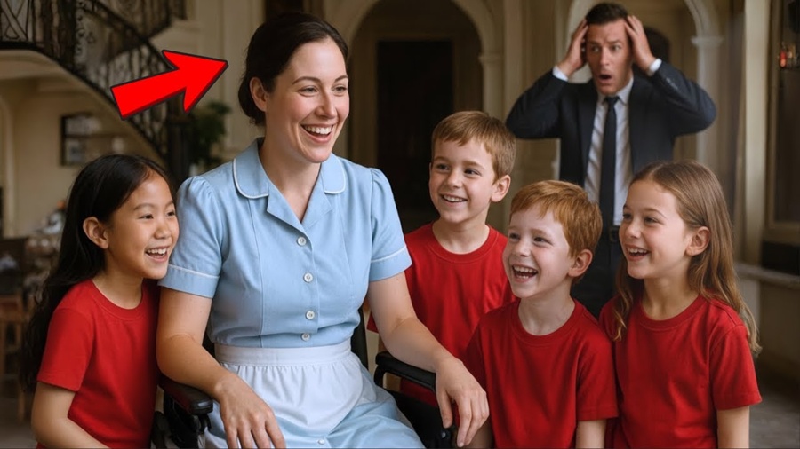 “NENHUMA BABÁ AGUENTOU UM DIA COM OS 4 FILHOS DO MILIONÁRIO, ATÉ QUE UMA MULHER EM CADEIRA DE RODAS.