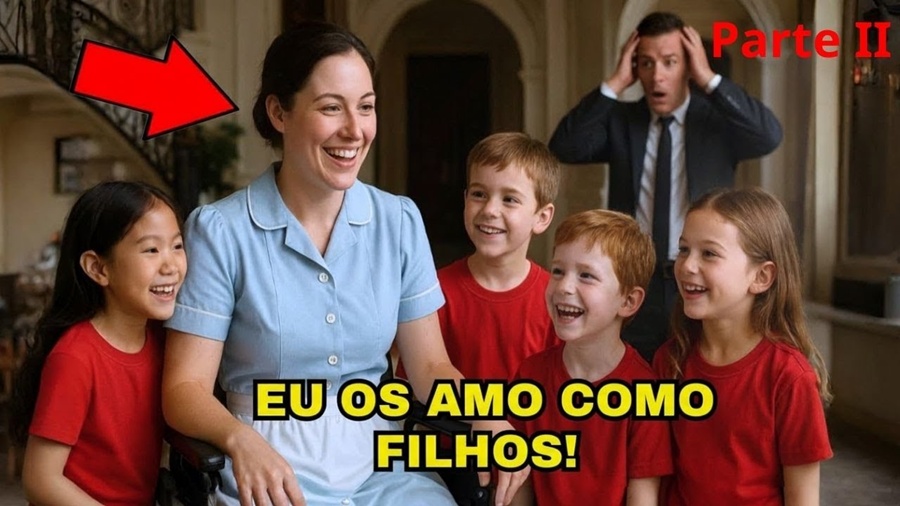 💥”NENHUMA BABÁ AGUENTOU UM DIA COM OS 4 FILHOS DO MILIONÁRIO, ATÉ QUE UMA MULHER EM CADEIRA DE RODAS