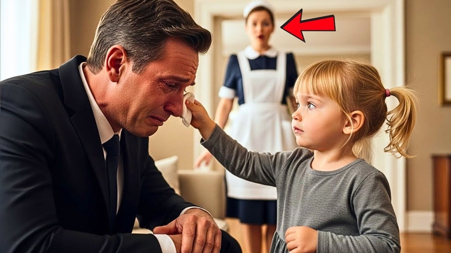 Ninguém Ousava Se Aproximar Do Milionário… Até Que A Filha Da Faxineira Enxugou Suas Lágrimas Em …