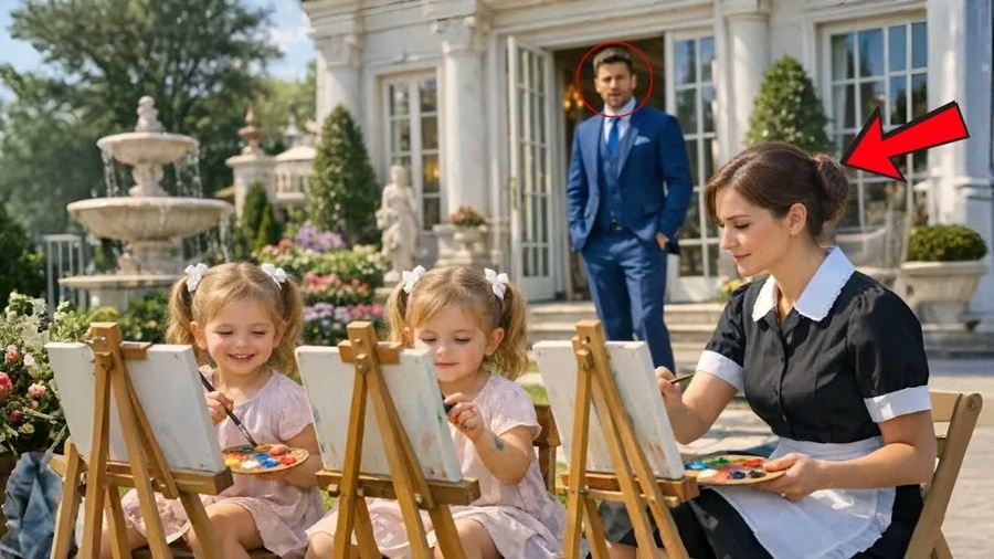 EMPRESÁRIO VIÚVO SE SURPREENDE AO VER A EMPREGADA PINTANDO TELAS COM SUAS FILHAS FELIZES NO JARDIM!