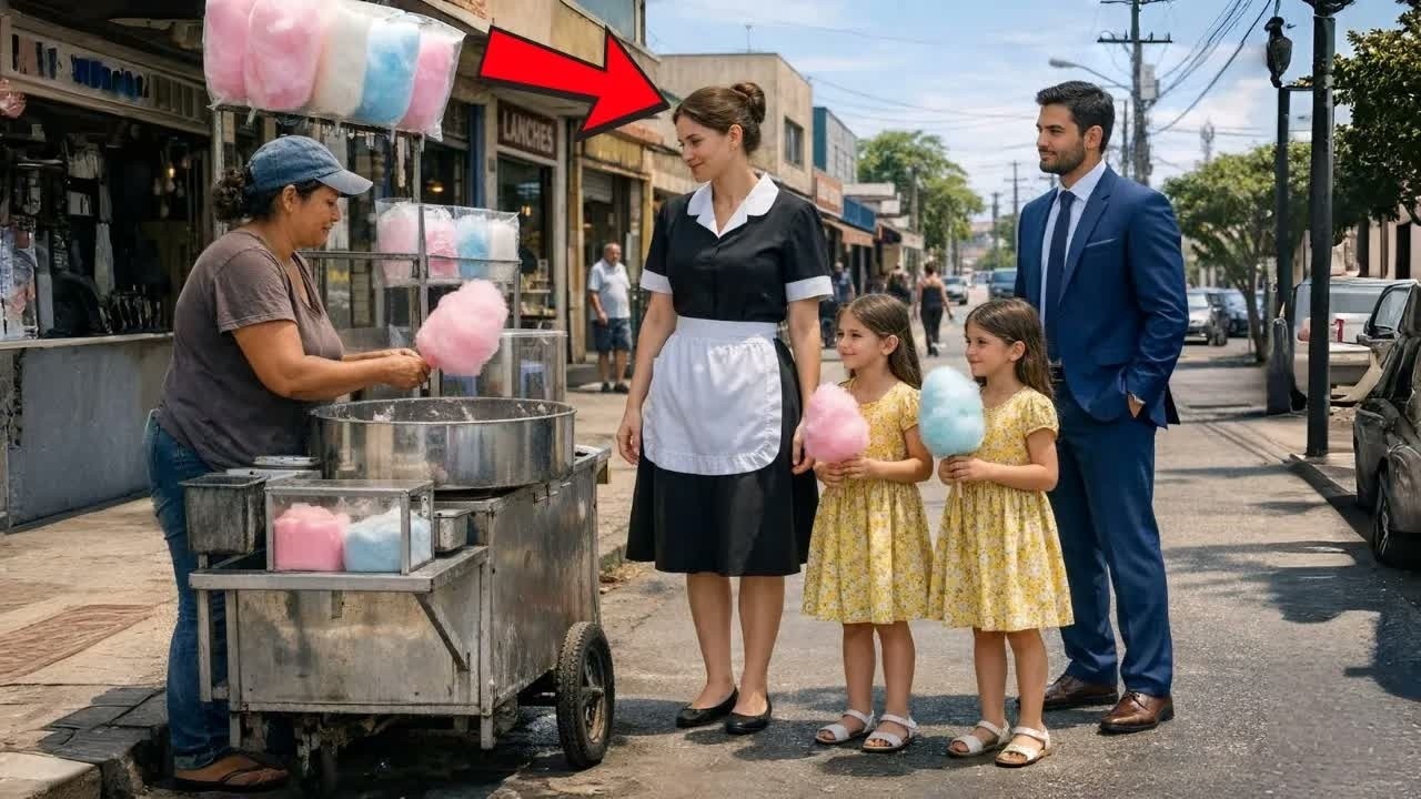 EMPRESÁRIO VIÚVO VOLTA MAIS CEDO DO TRABALHO E VAI COMPRAR ALGODÃO DOCE COM A EMPREGADA E AS FILHAS! 