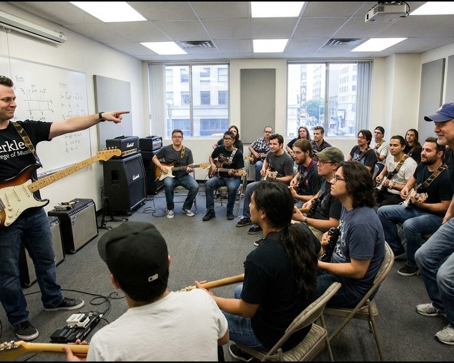 Gitarrenlehrer forderte „Schüler in der letzten Reihe“ zu einer Vorführung auf – es war Eddie Van Halen, der die Klasse besuchte.   DD