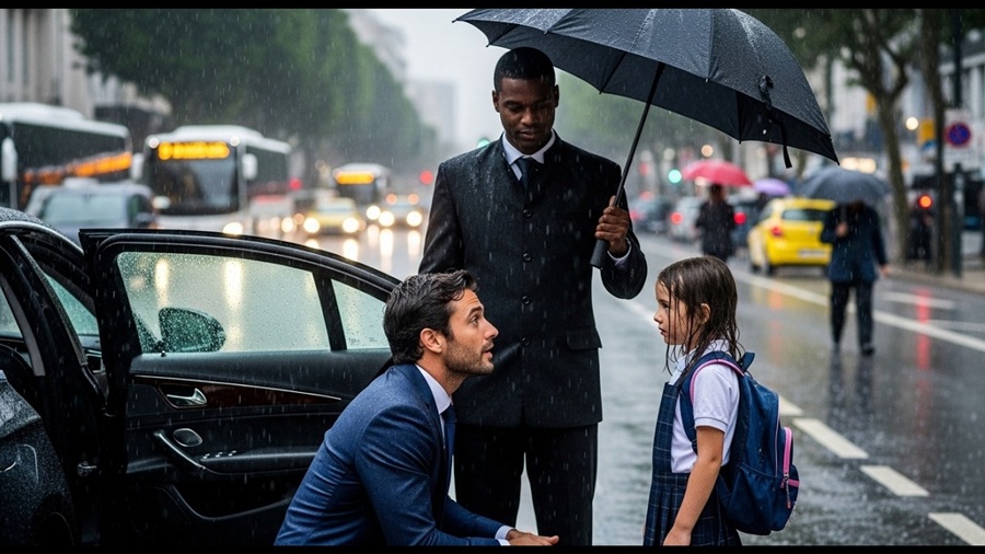 NA CHUVA E SEM GUARDA-CHUVA, MENINA POBRE IA PARA A ESCOLA — O QUE UM MILIONÁRIO FEZ CHOCOU A TODOS