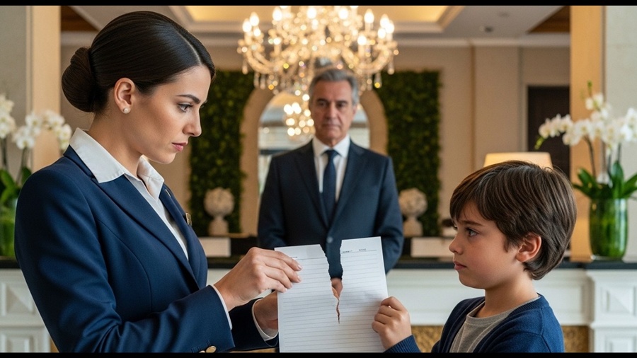 ELA RASGOU O BILHETE DO MENINO POBRE… MAS O DONO MILIONÁRIO ESTAVA ALI E VIU TUDO