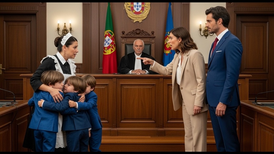 NO TRIBUNAL DO DIVÓRCIO, MILIONÁRIO APARECE COM A FAXINEIRA — A ESCOLHA DOS FILHOS MUDA TUDO