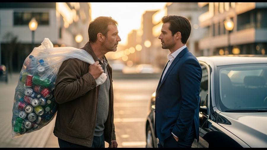 MILIONÁRIO ENCONTRA EX-SÓCIO NA MISÉRIA CATANDO LATINHAS — AS PALAVRAS DELE REVELAM UM SEGREDO