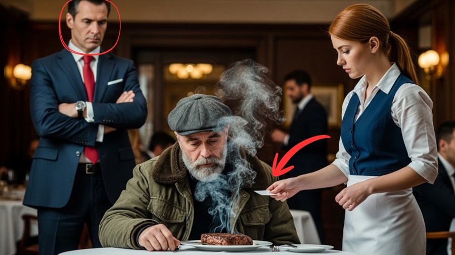 O MILIONÁRIO disfarçado pede um BIFE, a garçonete coloca um BILHETE, e ele PARALISA de repente!!