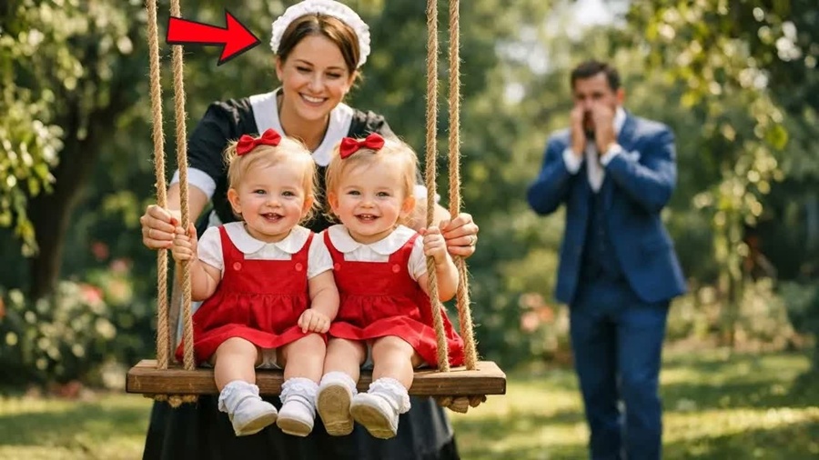 EMPRESÁRIO VIÚVO SE EMOCIONA AO VER EMPREGADA BRINCANDO COM FILHAS GÊMEAS EM UM JARDIM ENSOLARADO!