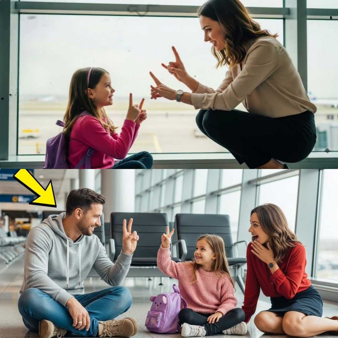 Sie wartet auf den Flug – und ein Vater überrascht sie mit Gebärdensprache