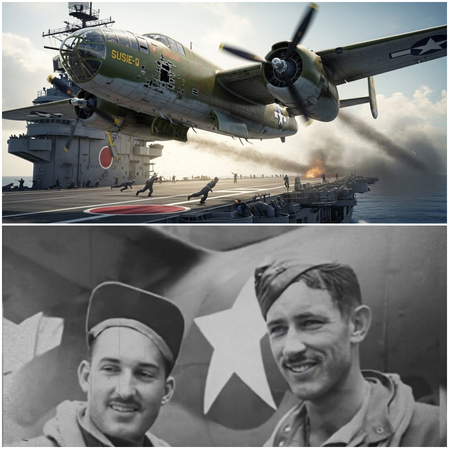 Als diese B-26 über das Deck des japanischen Flugzeugträgers flog, konnten die Japaner keinen ein…