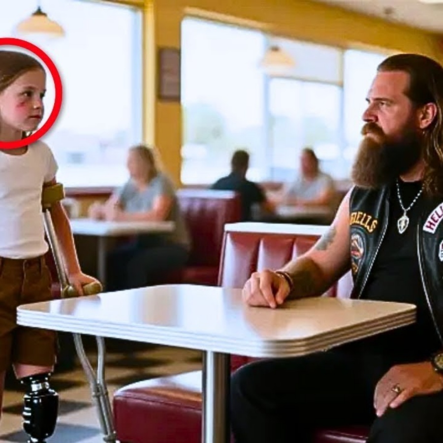 „Darf ich hier sitzen?“ fragte das behinderte Mädchen den Biker – was er entdeckte, schockierte ihn