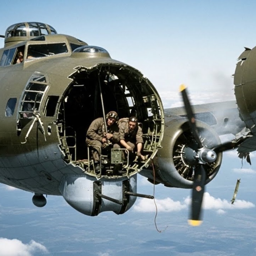 Als diese B-17 ihre gesamte Nase verlor – flog diese Besatzung 10 Minuten lang an blanken Kabeln.