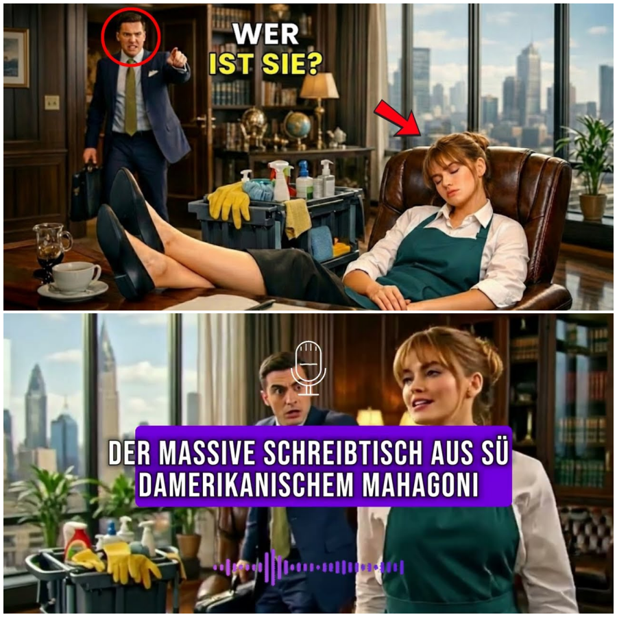 Der Millionär gerät in Rage, weil die Kellnerin an seinem Schreibtisch geschlafen hat… Doch er ahnte