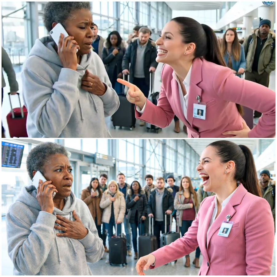 Ela Riu da Senhora na Frente de Todos… Mas UM TELEFONE CALOU O AEROPORTO