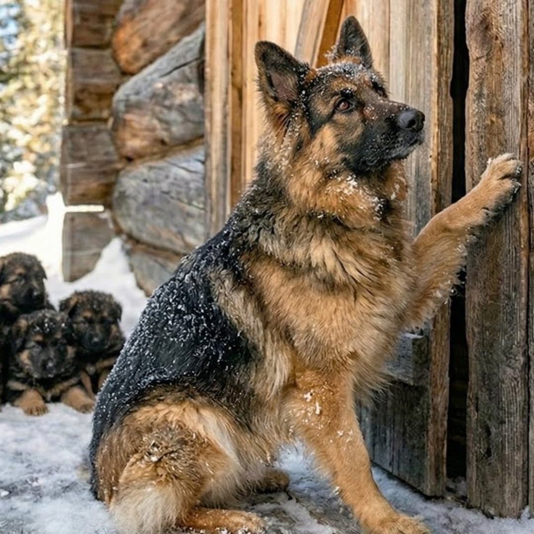 Eine Mutterhündin bittet einen Ranger, ihre Welpen vor dem Sturm zu retten
