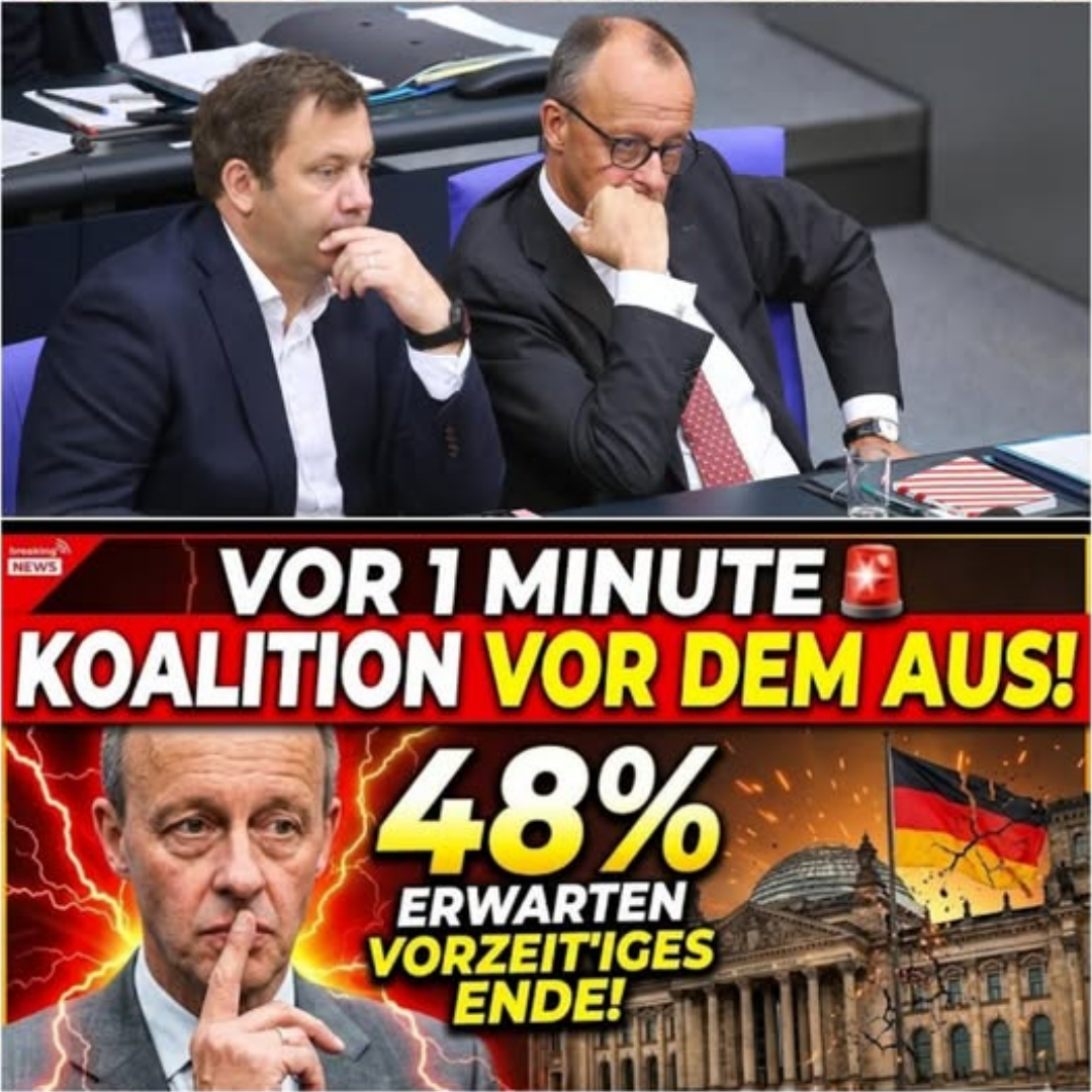 VOR 1 MINUTE KOALITION VOR DEM AUS! 48% erwarten vorzeitiges Ende – Merz schweigt