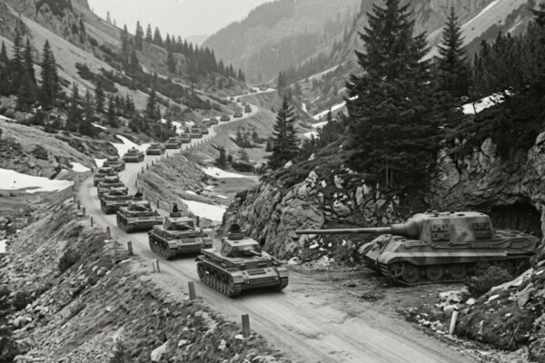 25 Panzer rollten durch den Bergpass — der Jagdtiger ließ sie alle vor...
