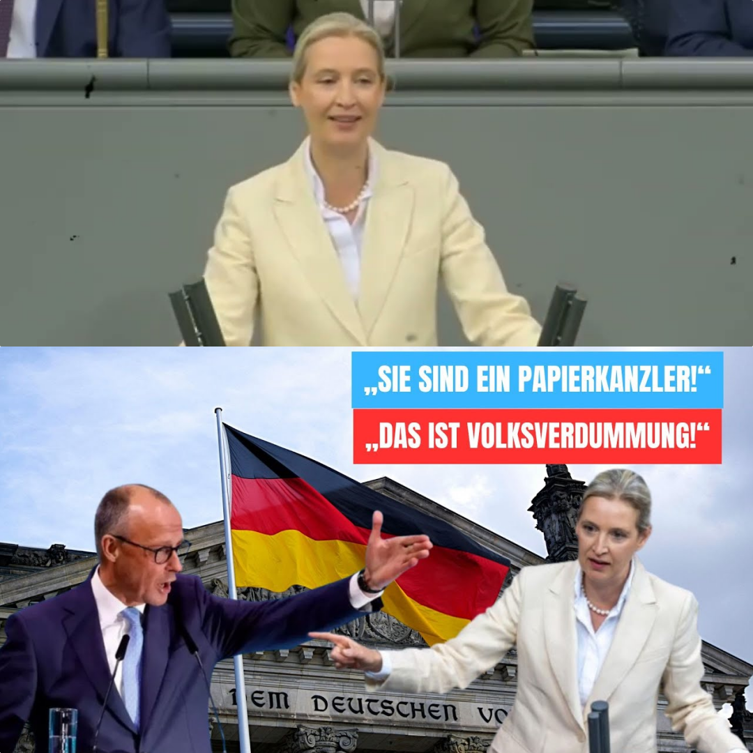 Frontalangriff im Bundestag: Alice Weidel entlarvt Regierungskurs und nennt Merz einen โPapierkanzlerโ